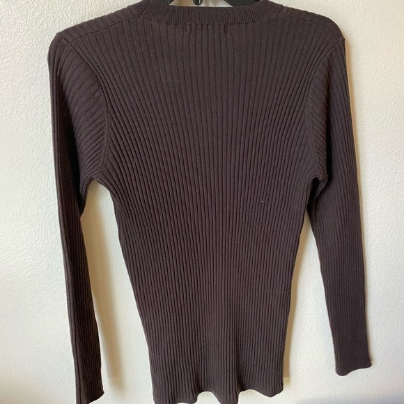 Jarbo Women’s Merino Wool Sweater Ribbed Knit in Brown Size M Minimalist Crew - Picture 3 of 7